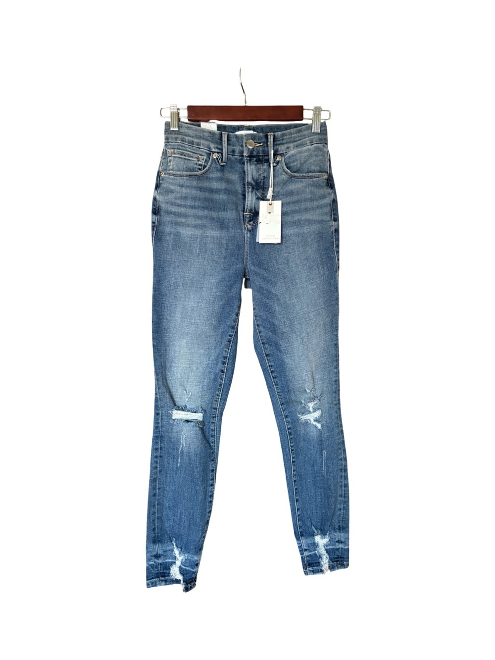 Good American Good Waist High Rise Cropped Jeans size 2/26
